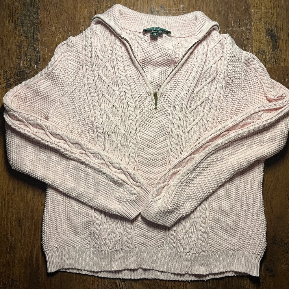 Polo by Ralph Lauren Pink Cable Knit Hoodie